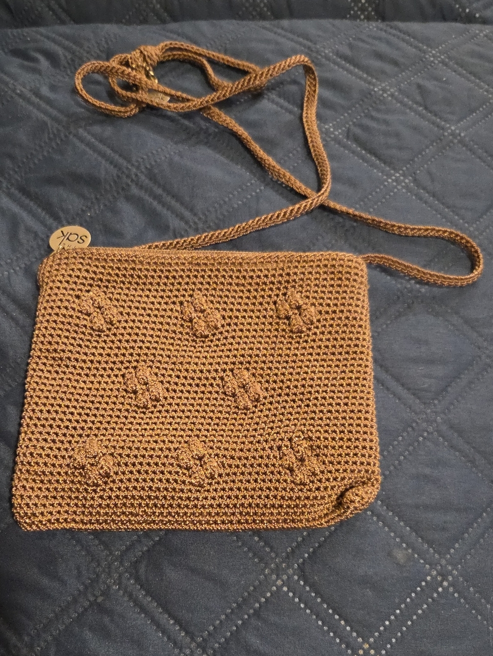 The Sak Brown Crochet Mini Crossbody Bag